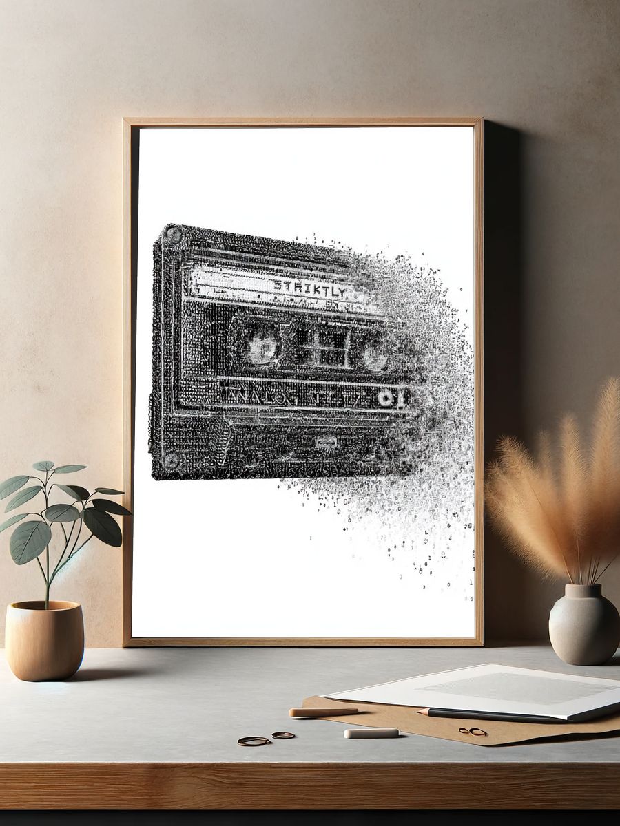 Disintegrating Cassette Tape Print. — room view 2