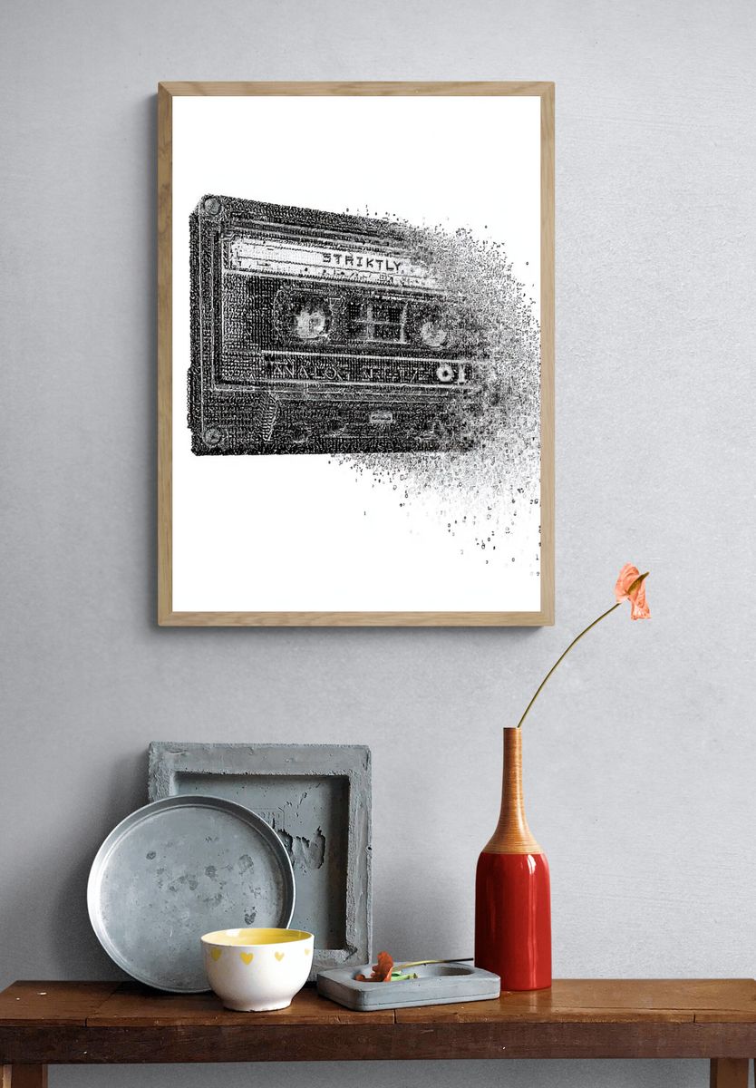Disintegrating Cassette Tape Print. — room view 3