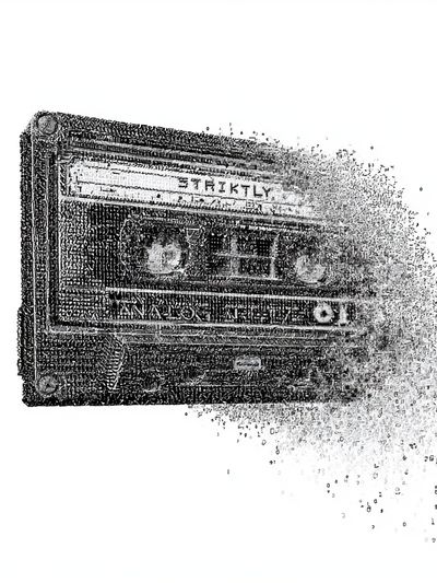 Disintegrating Cassette Tape Print.