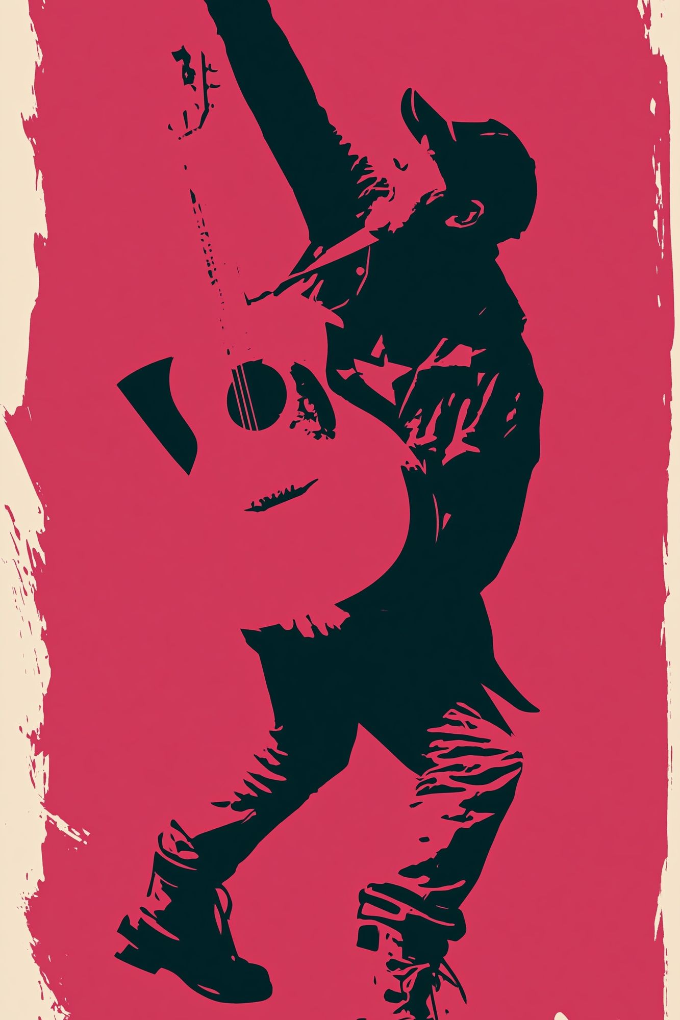 Guitarist Silhouette Pop-Art Poster. poster detail