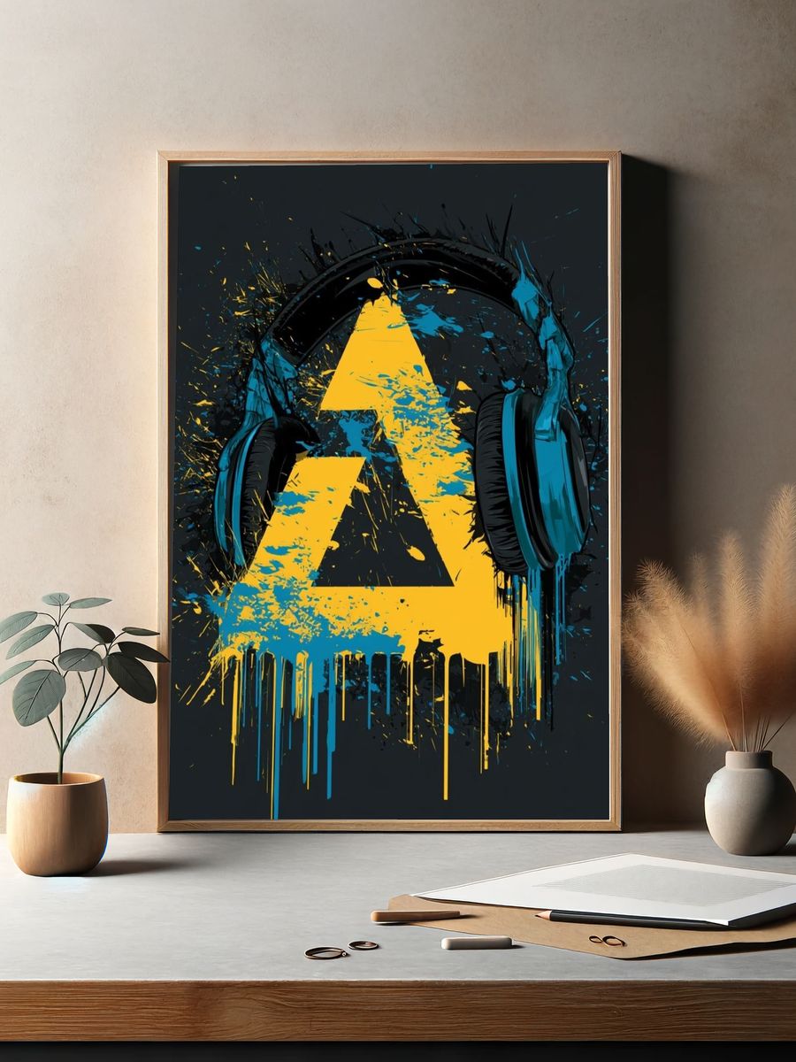 Graffiti Headphones Abstract Print. — room view 2