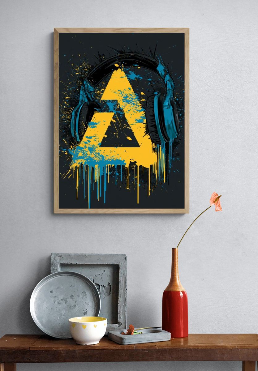 Graffiti Headphones Abstract Print. — room view 3