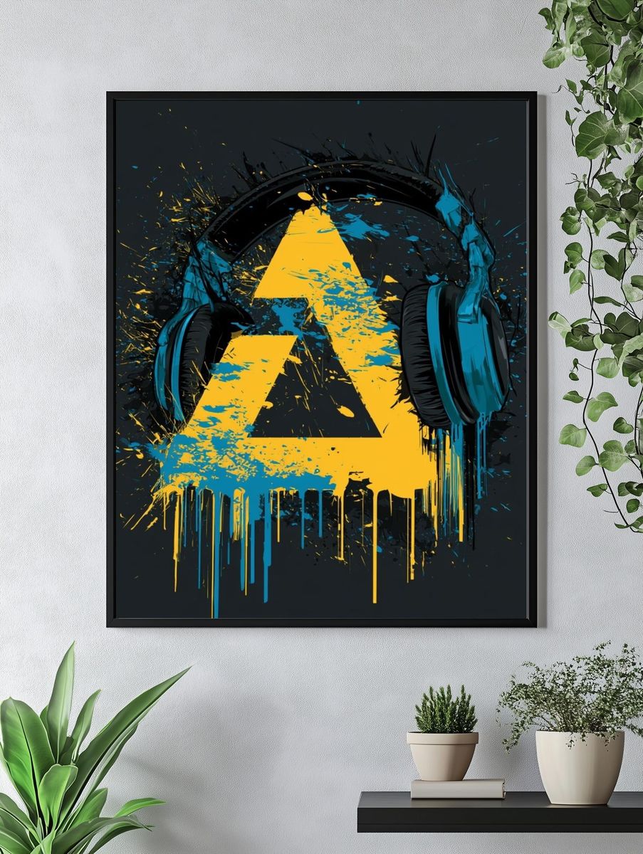 Graffiti Headphones Abstract Print. — room view 4