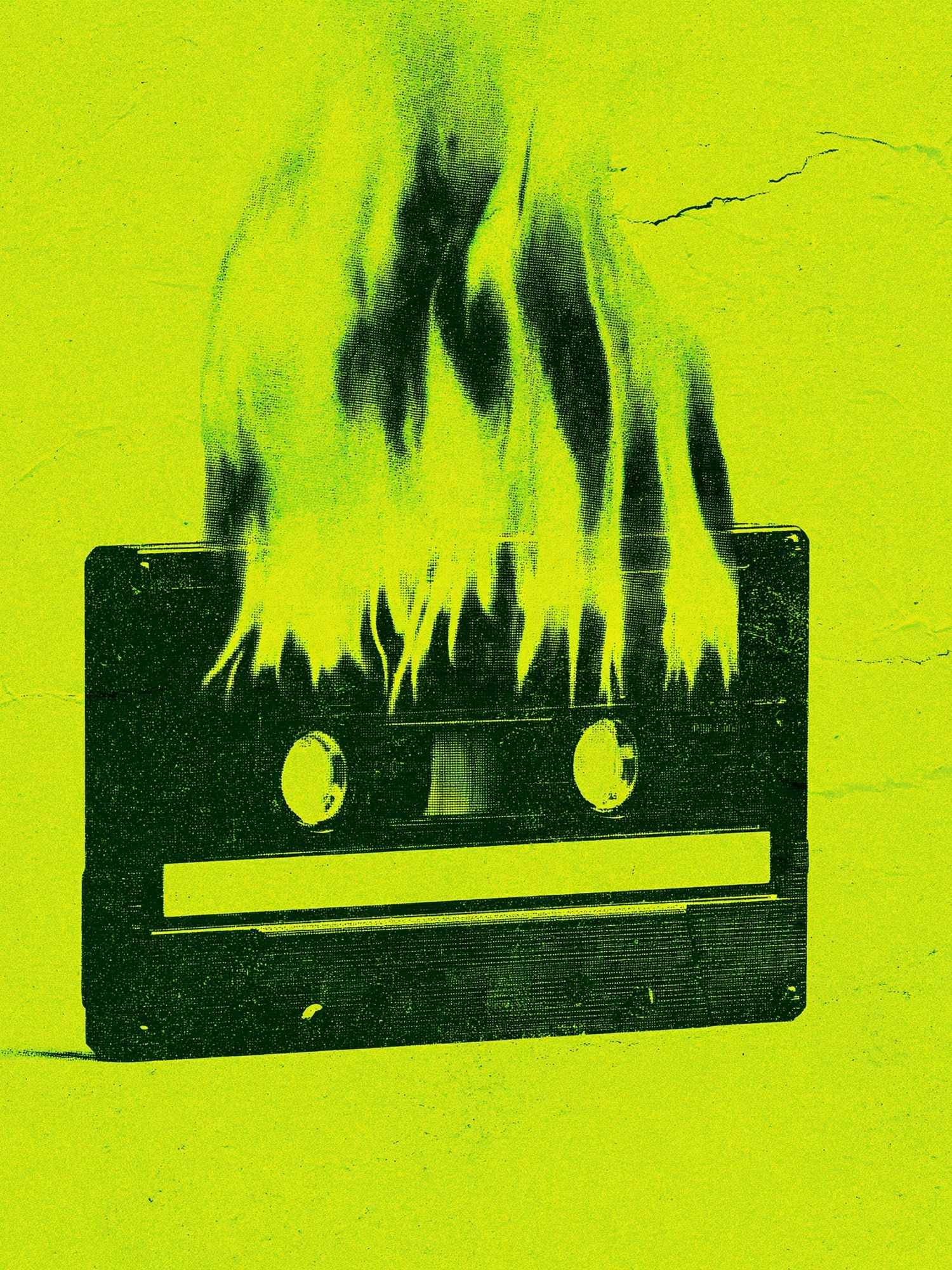 Burning Cassette Tape Poster. poster — music art