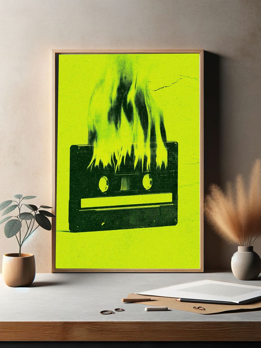 Burning Cassette Tape Poster. — room view 2