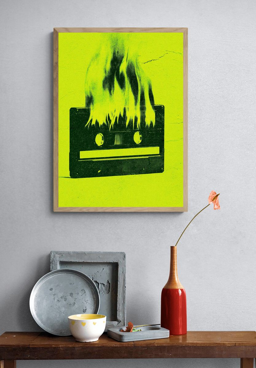 Burning Cassette Tape Poster. — room view 3