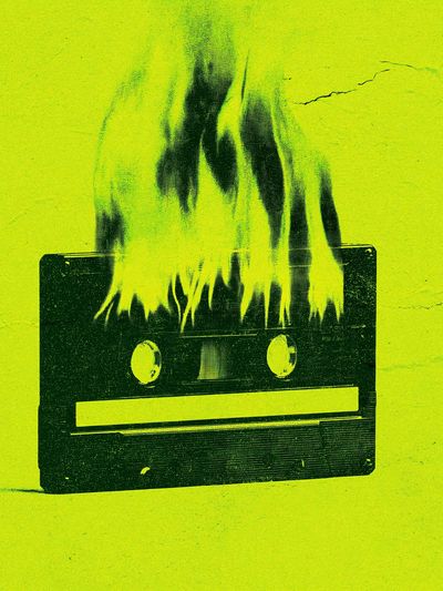 Burning Cassette Tape Poster.