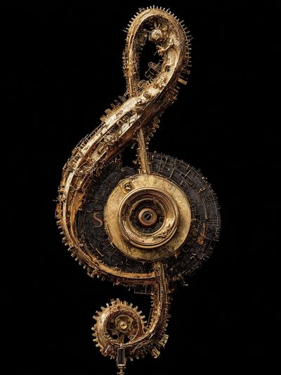 Mechanical Treble Clef Abstract Print. poster