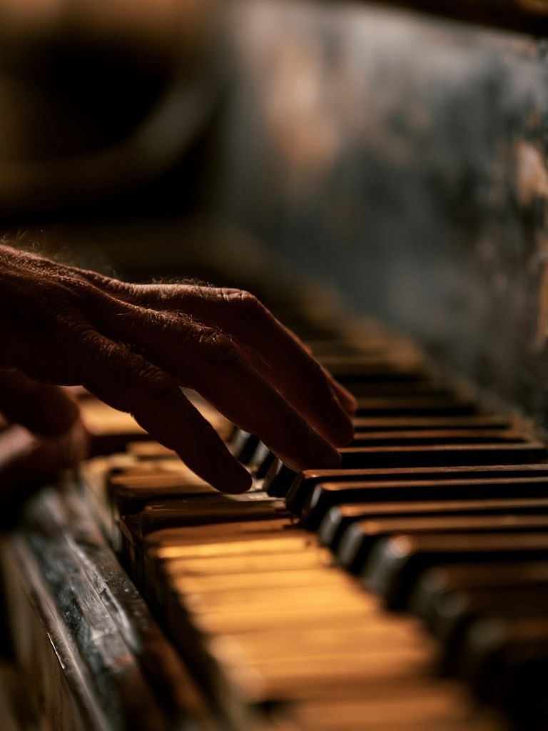 Piano Keys in Warm Light Poster. poster — music art