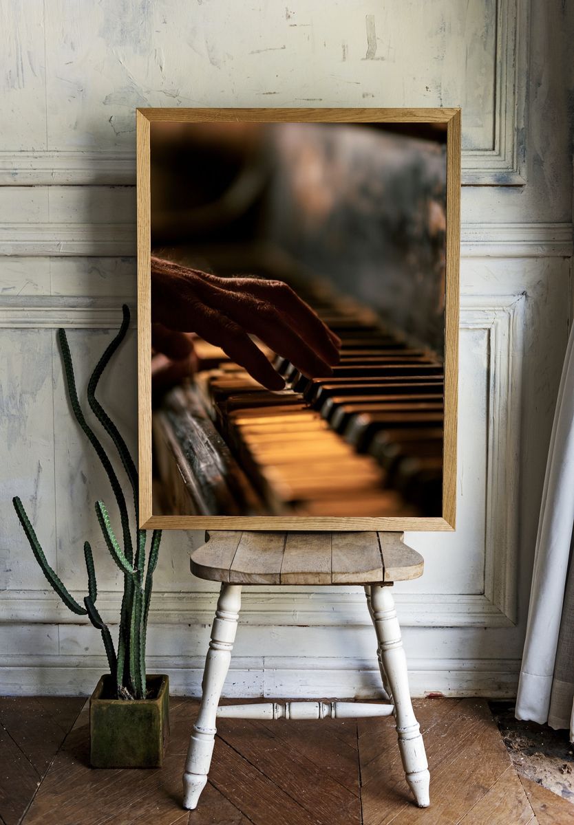 Piano Keys in Warm Light Poster. room preview
