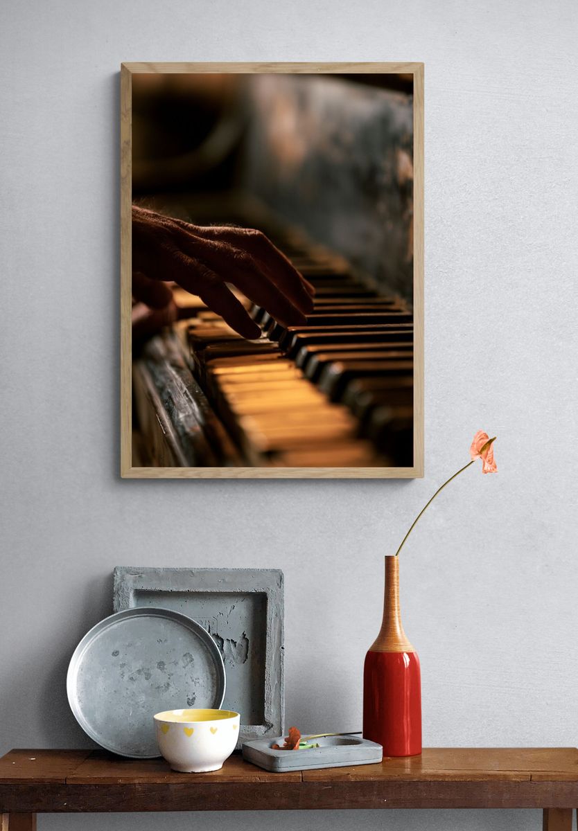 Piano Keys in Warm Light Poster. — room view 3