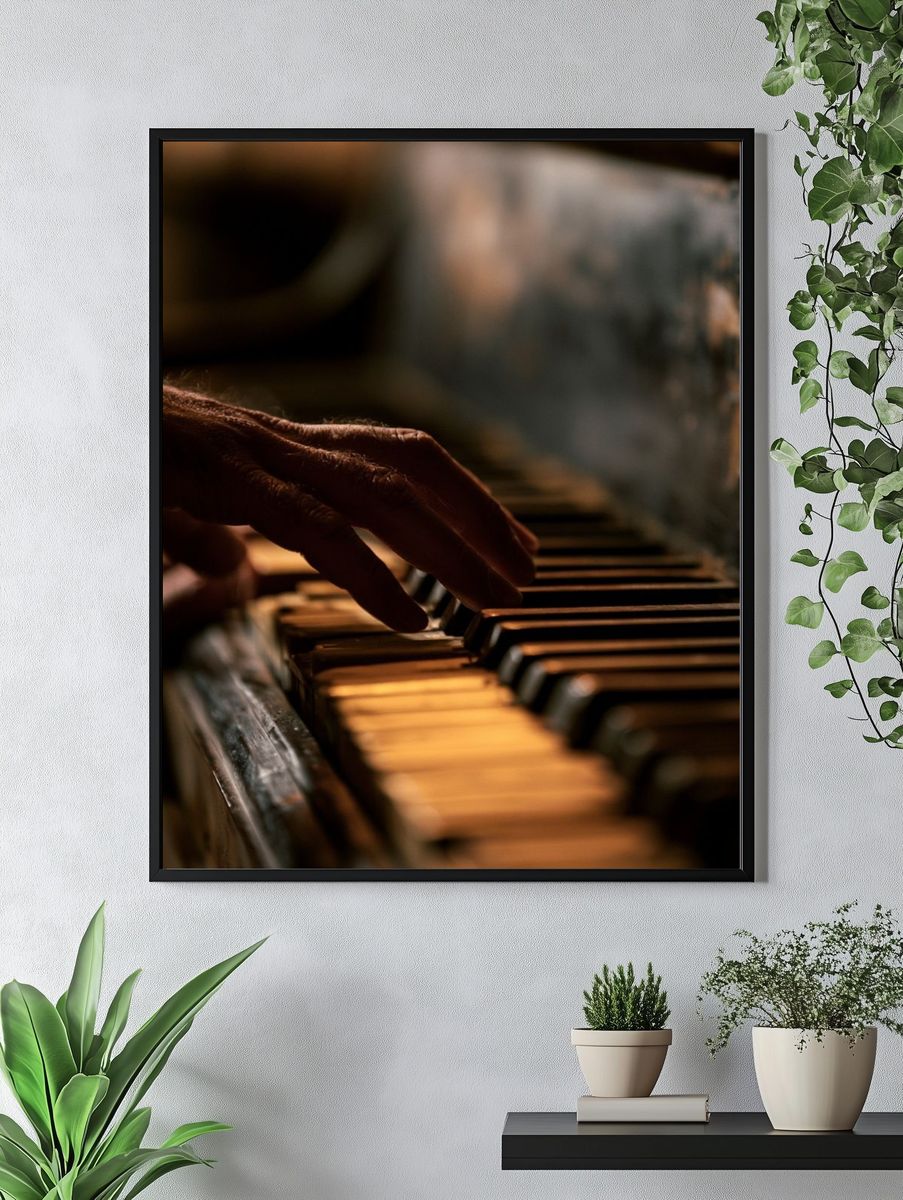 Piano Keys in Warm Light Poster. — room view 4