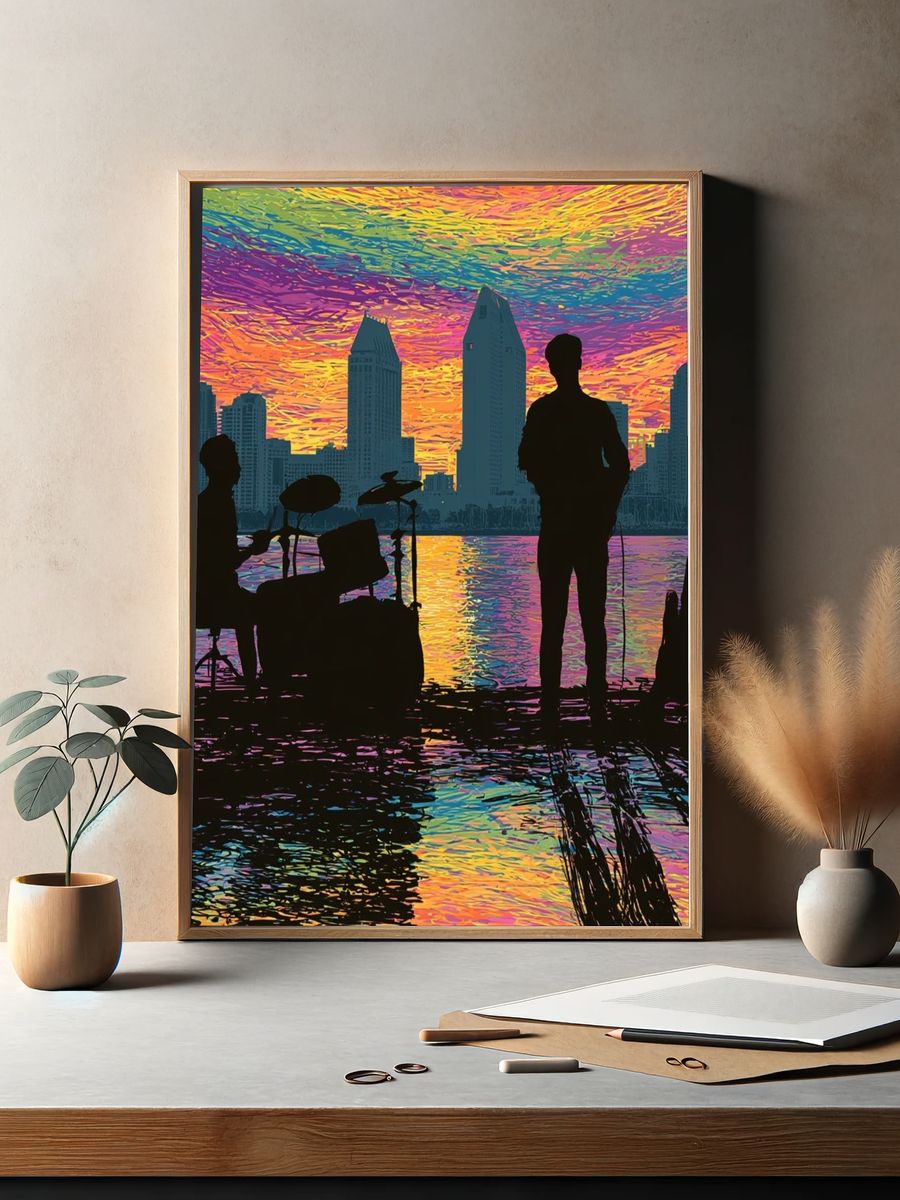 Neon City Band Silhouette Poster. — room view 2
