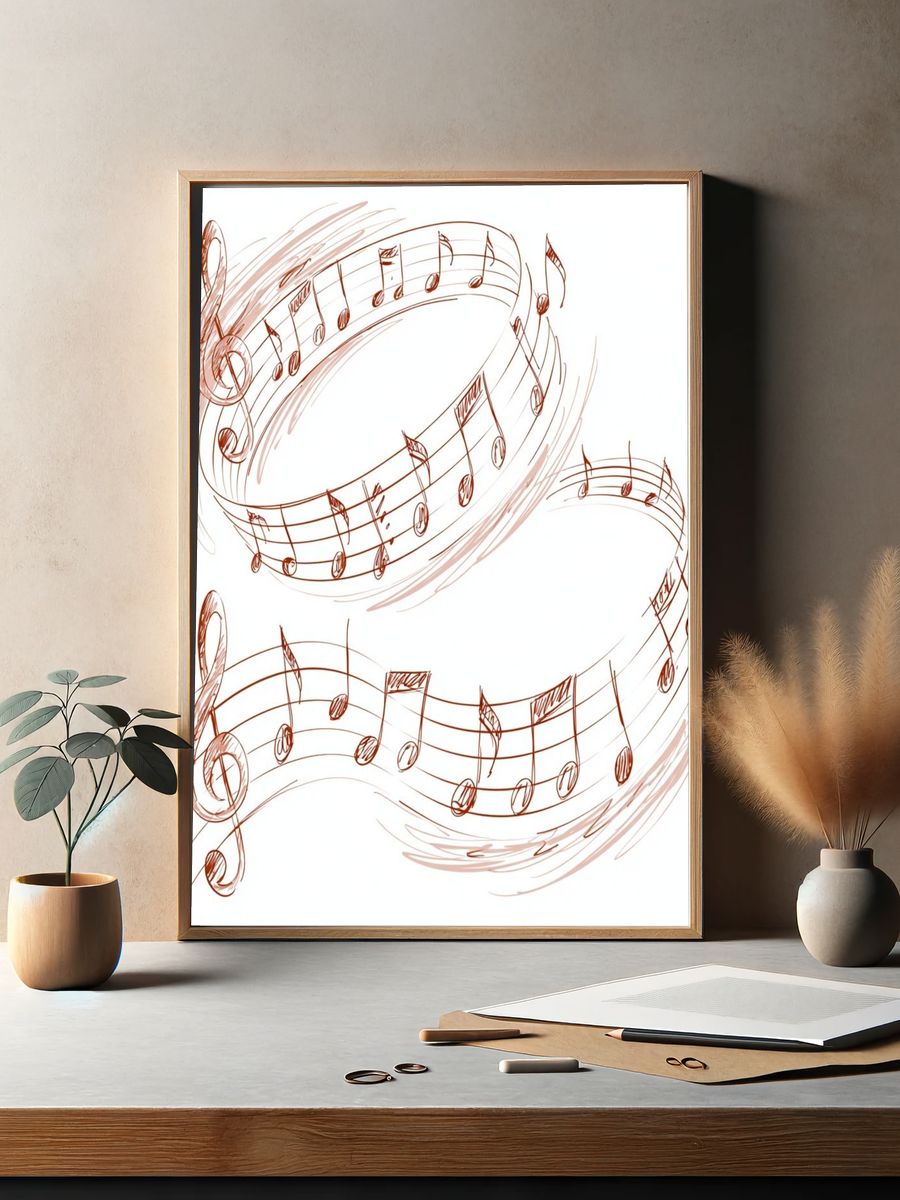 Musical Notes Sketch Poster. — room view 2