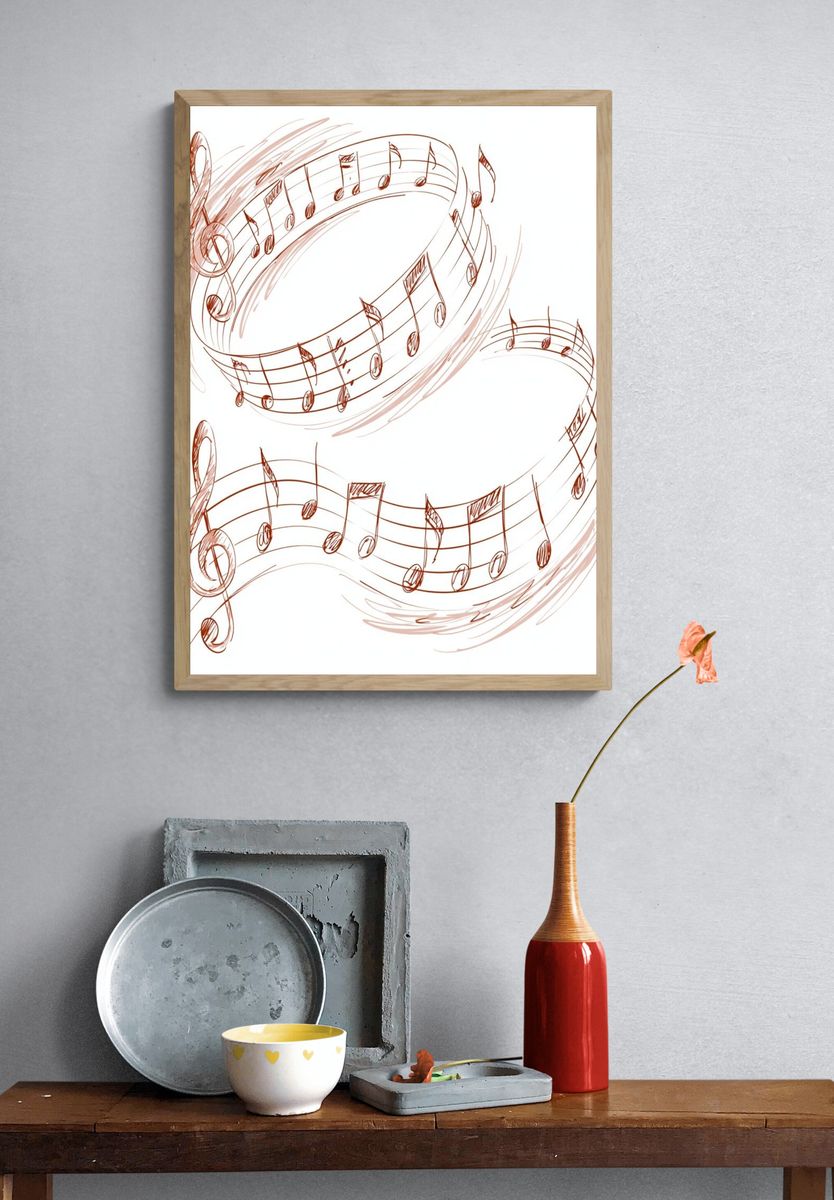 Musical Notes Sketch Poster. — room view 3