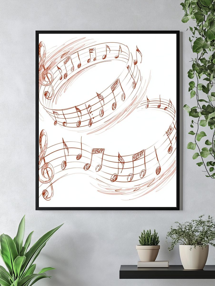 Musical Notes Sketch Poster. — room view 4