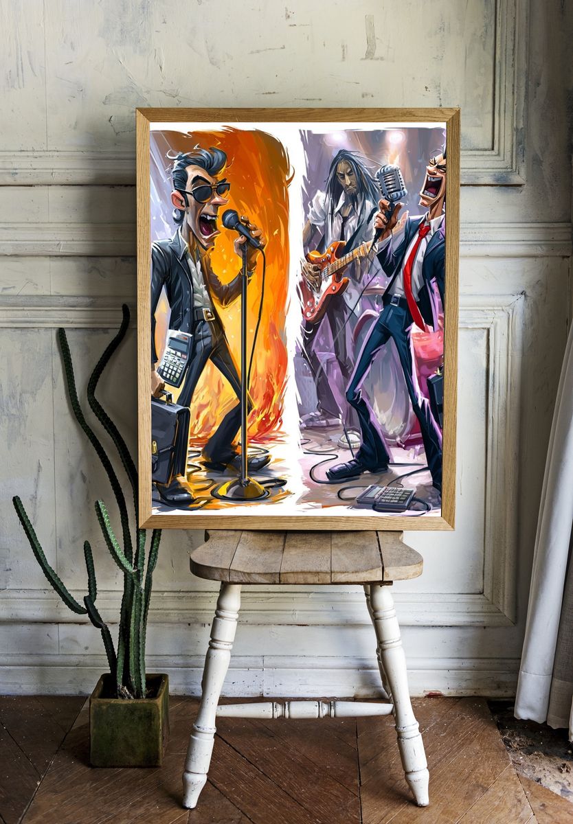 Rock Band Performance Illustration Poster. — room view 1
