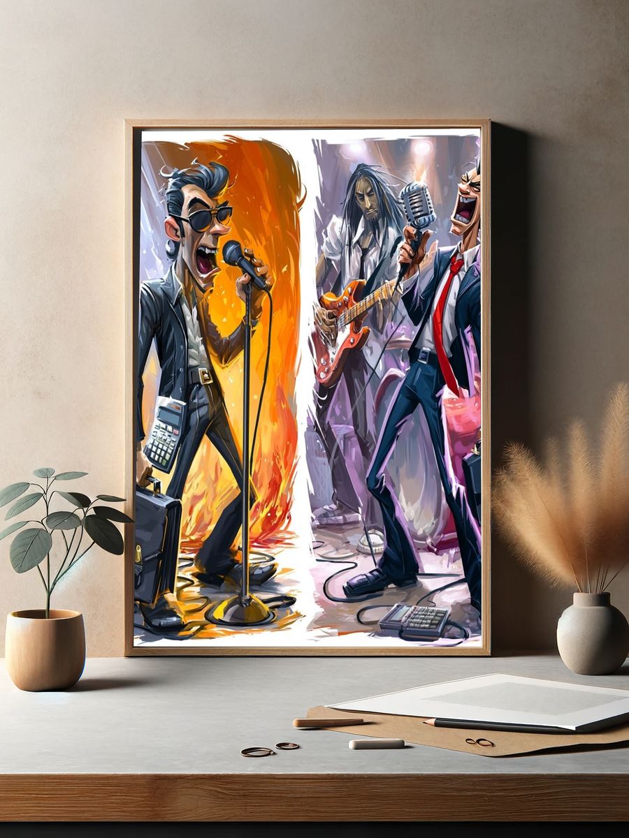 Rock Band Performance Illustration Poster. — room view 2