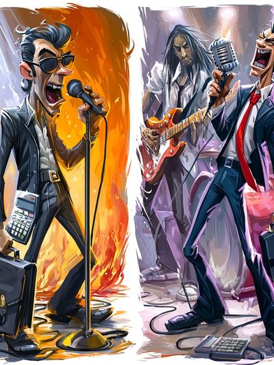 Rock Band Performance Illustration Poster.
