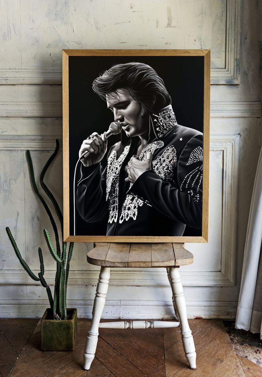 Elvis Presley Portrait Print. room preview