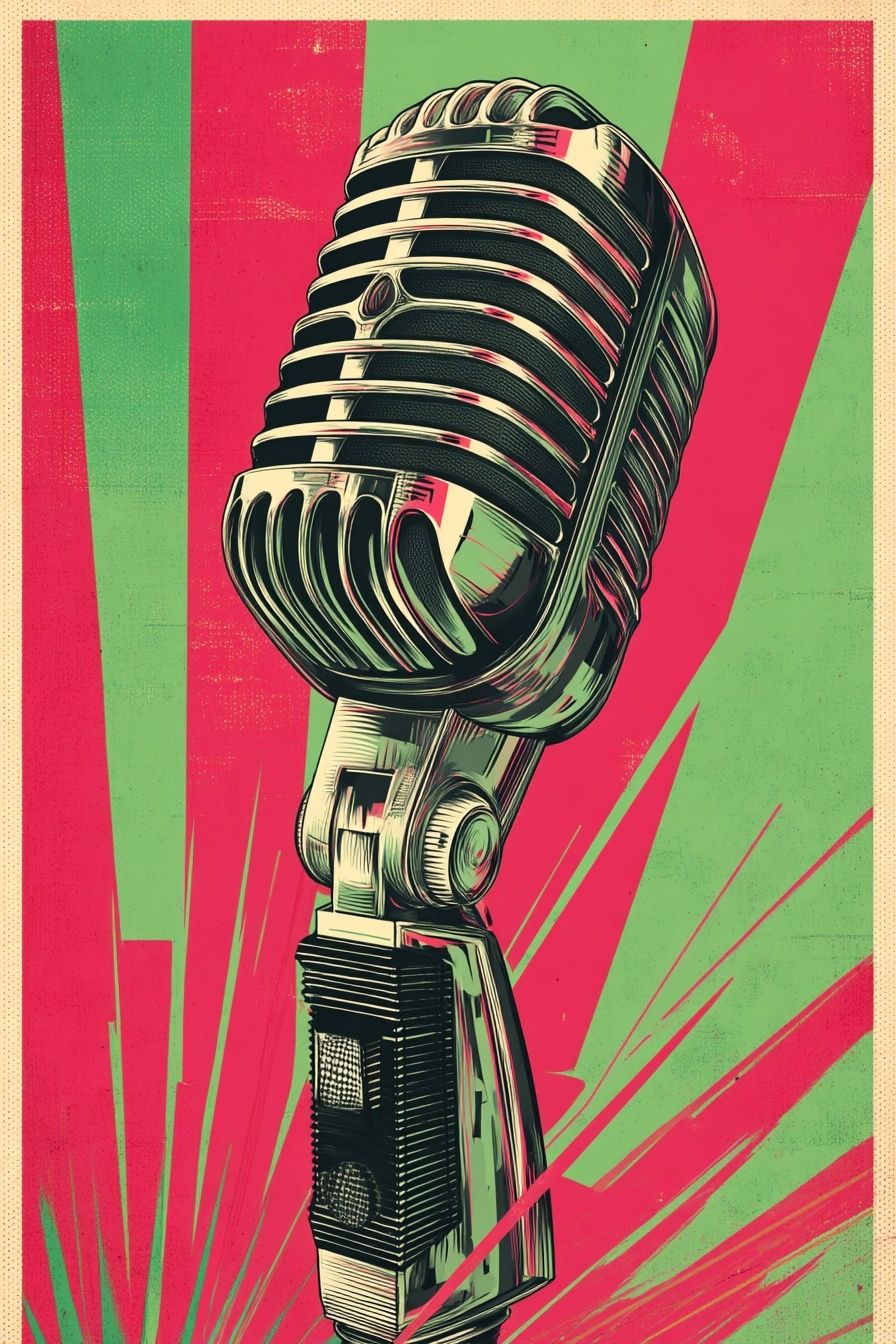 Retro Microphone Pop Art Poster. poster — music art