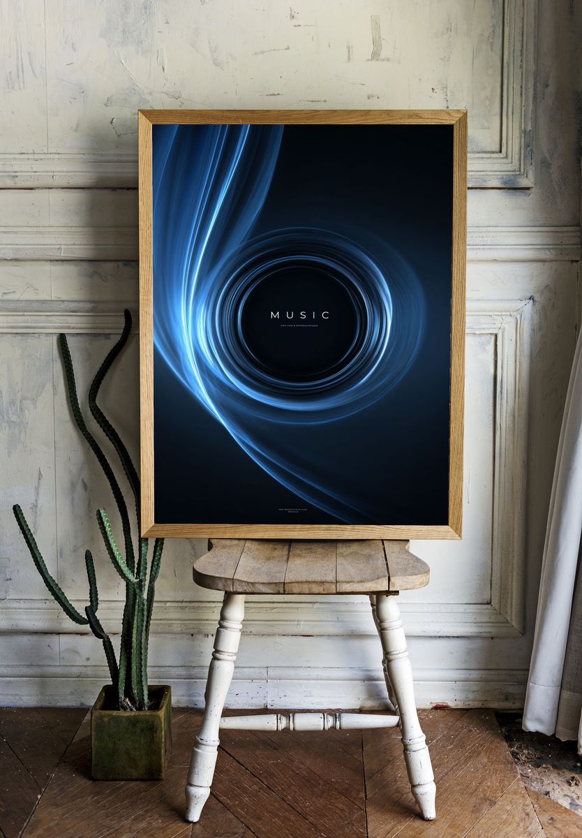 Music Light Swirl Typography Poster. room preview