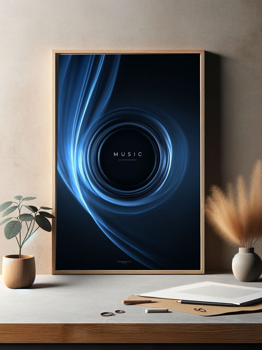 Music Light Swirl Typography Poster. — room view 2