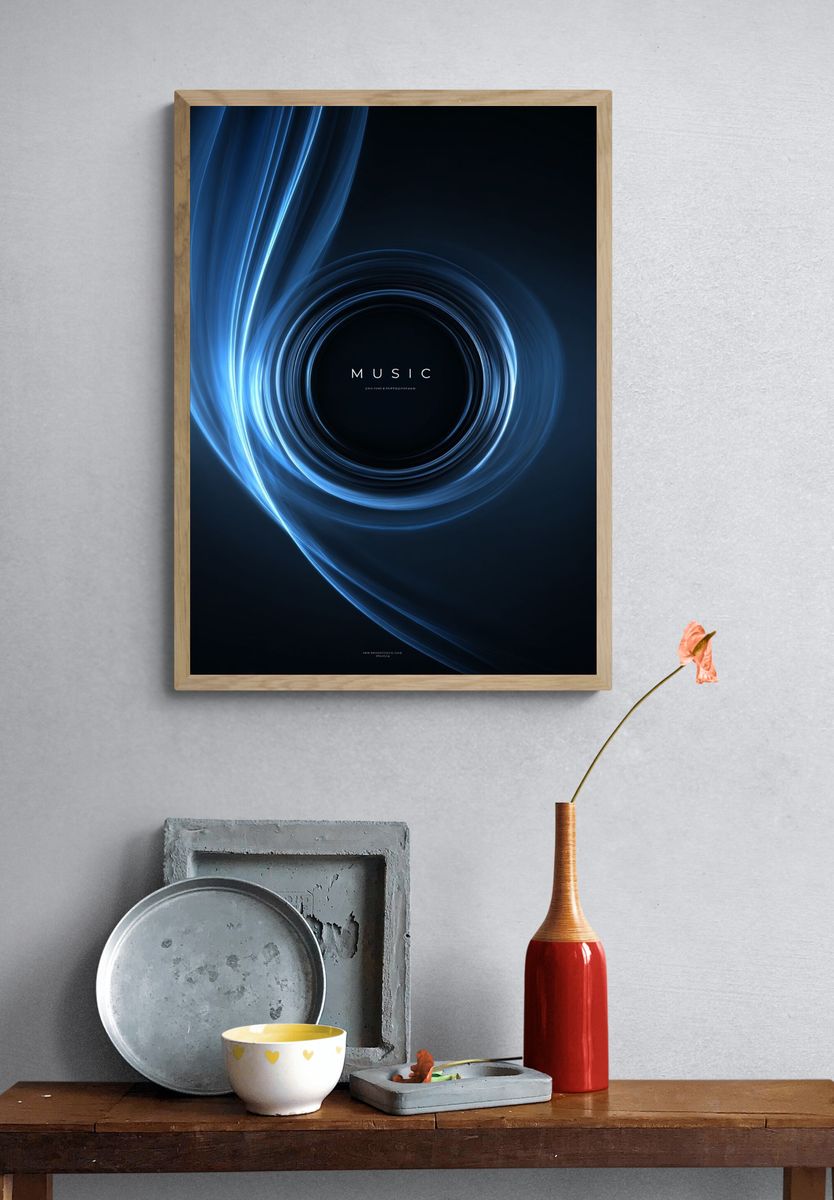 Music Light Swirl Typography Poster. — room view 3