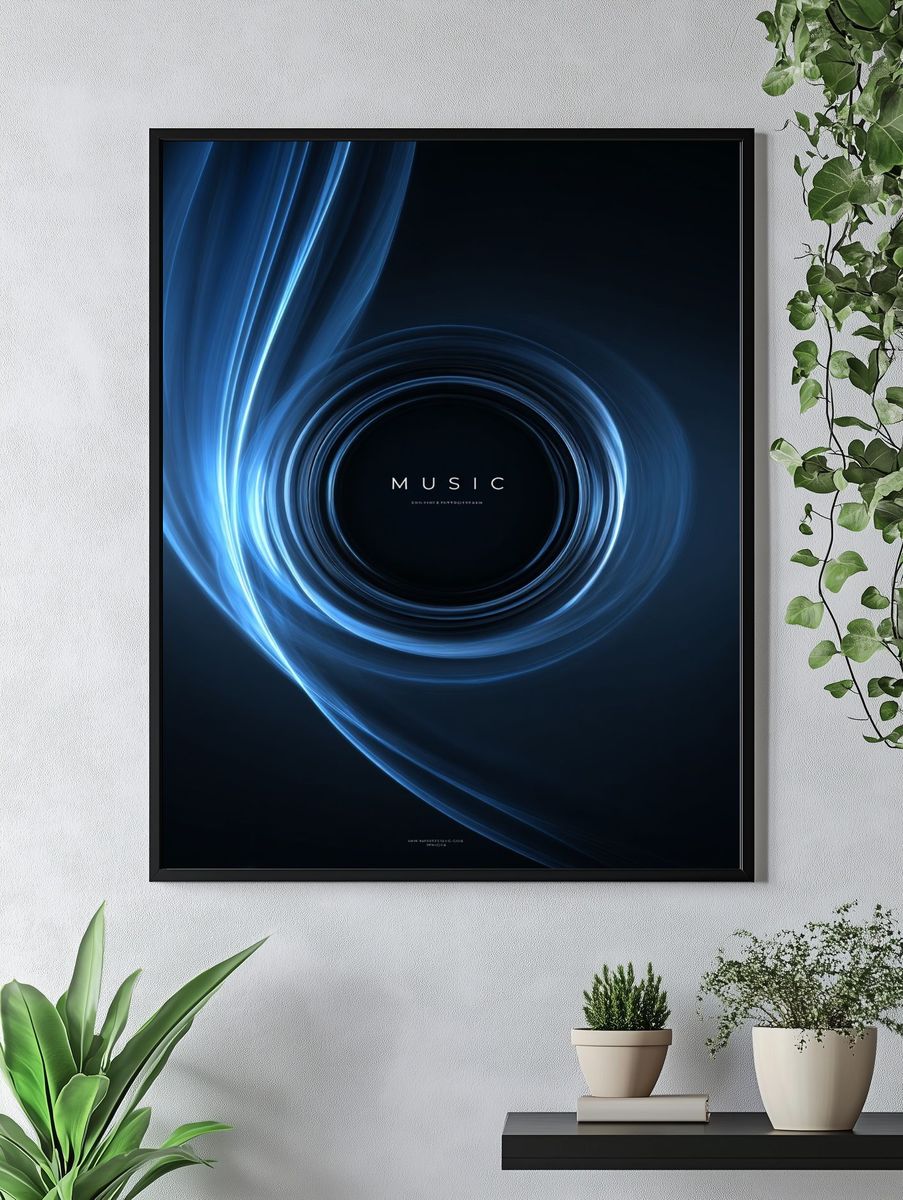 Music Light Swirl Typography Poster. — room view 4