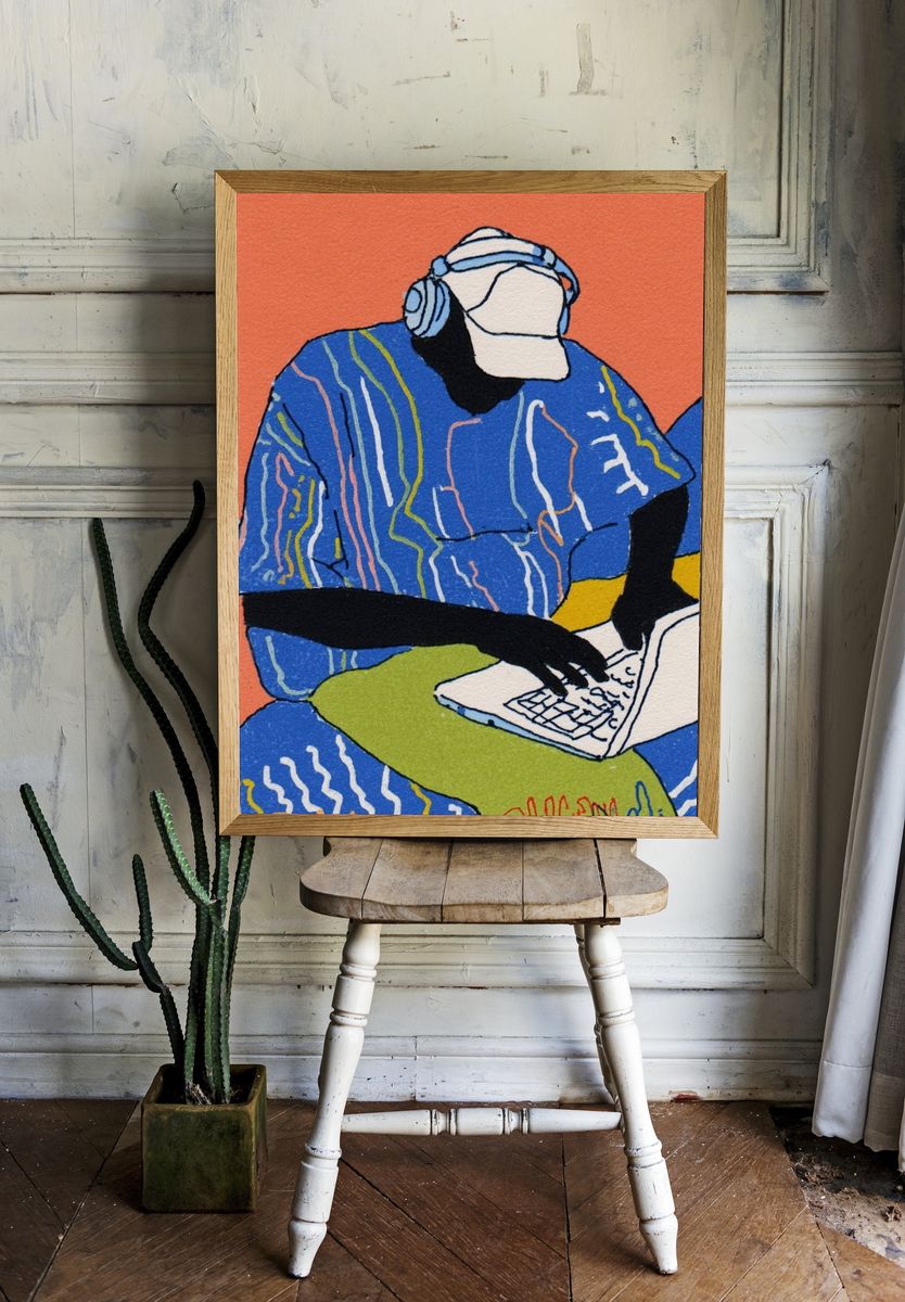 DJ Producer Illustration Poster. room preview
