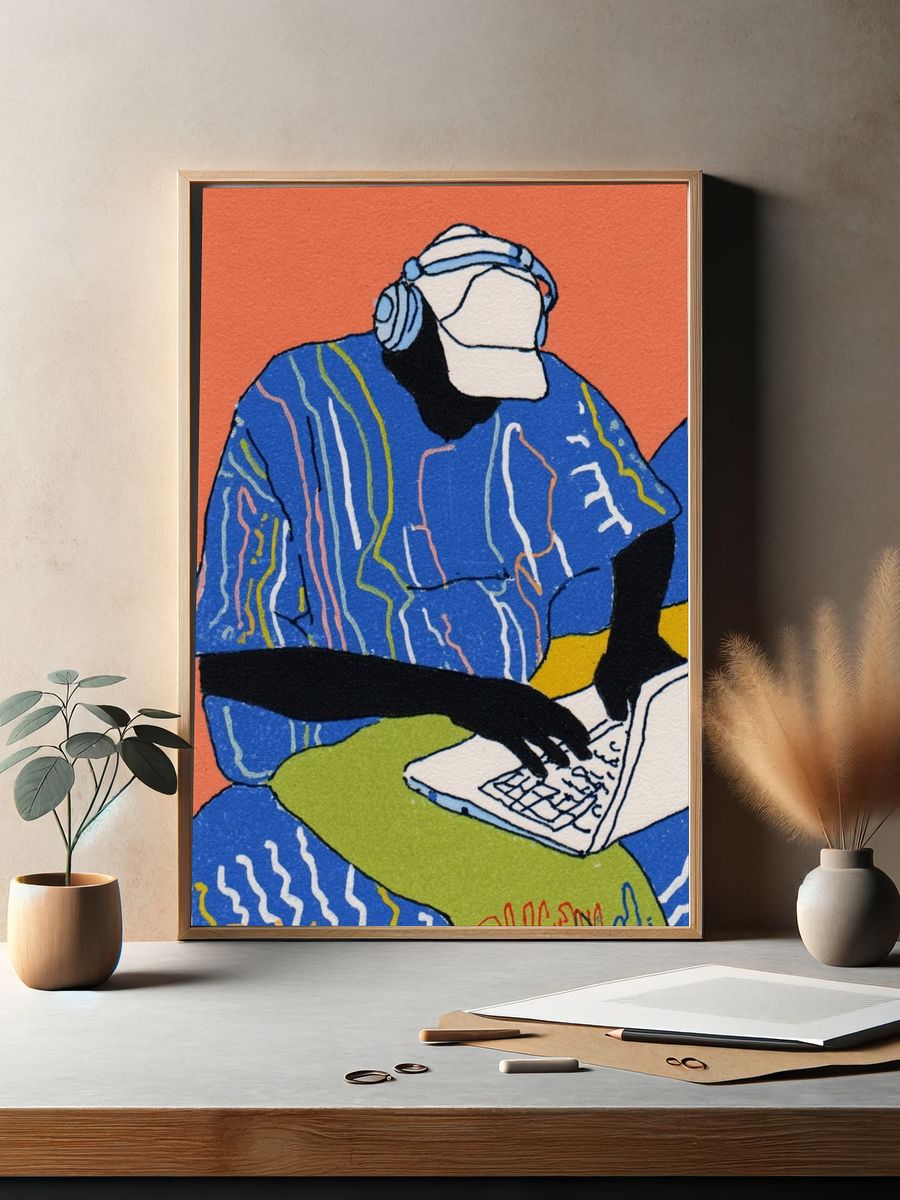 DJ Producer Illustration Poster. — room view 2