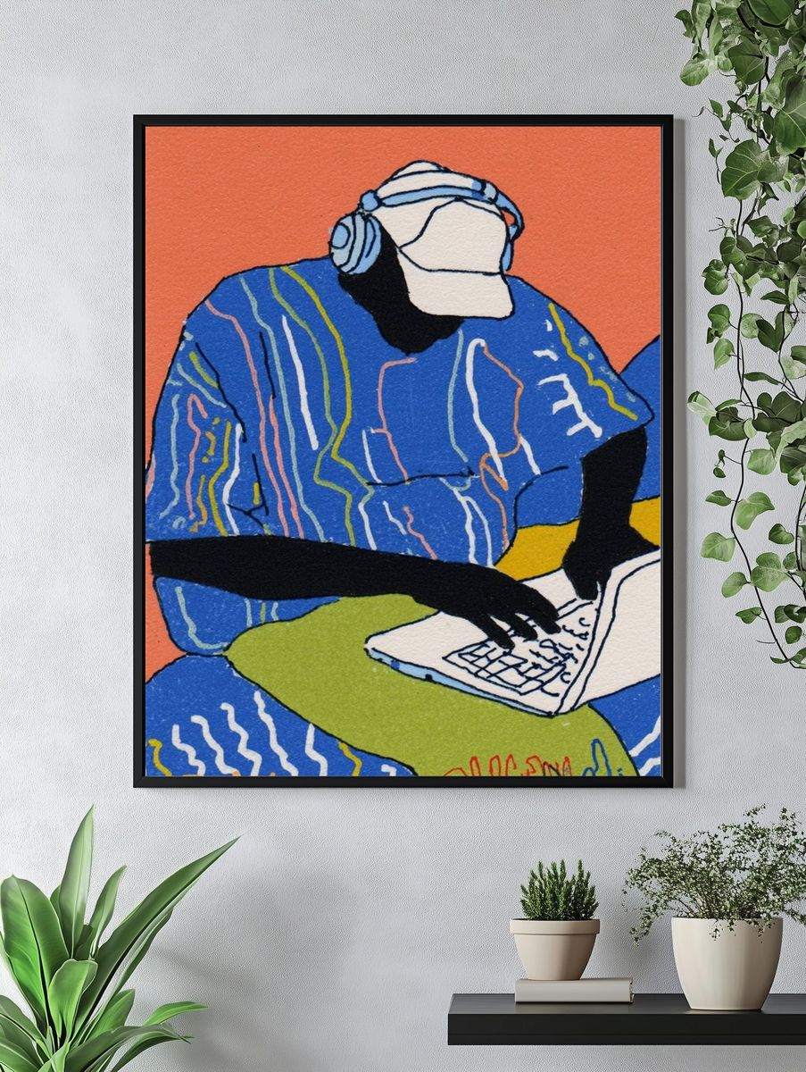 DJ Producer Illustration Poster. — room view 4