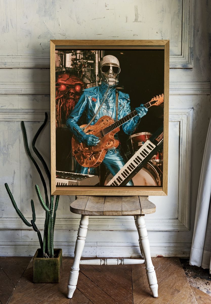 Robot Guitarist Sci-Fi Poster. room preview