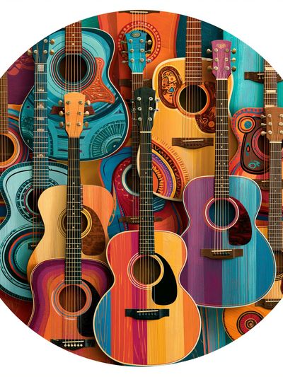 Colorful Guitars Illustration Poster.