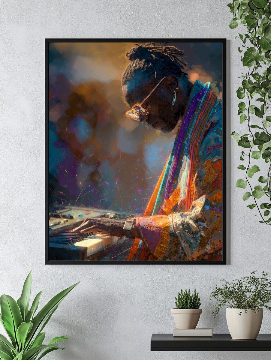 Musician Playing Keyboard — Digital Art Print. — room view 4