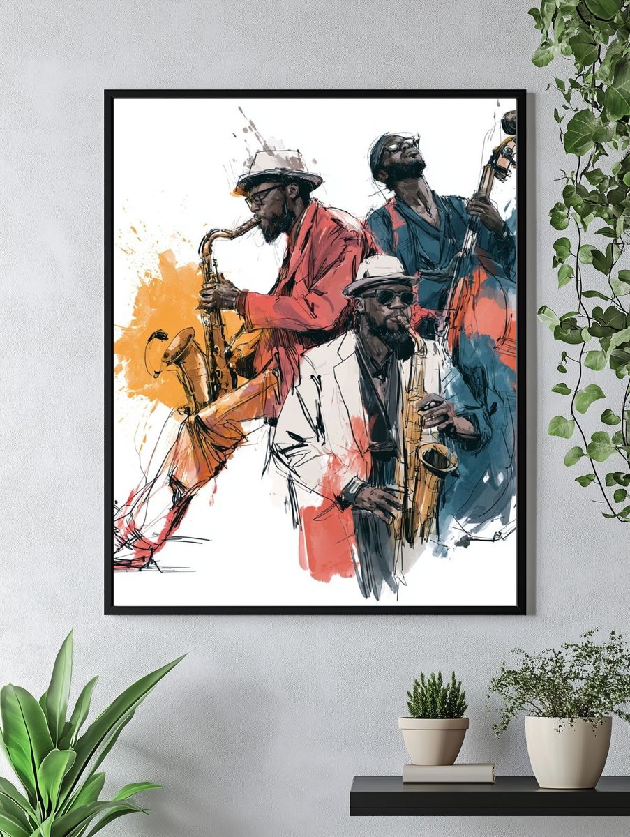 Jazz Trio Watercolor Poster. — room view 4