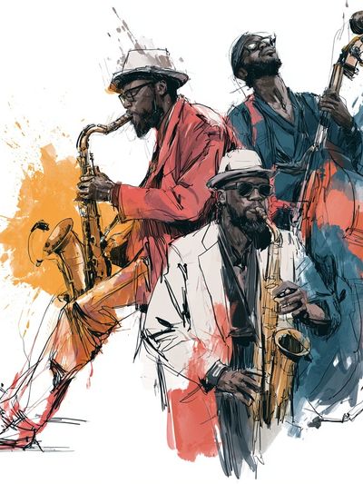 Jazz Trio Watercolor Poster.