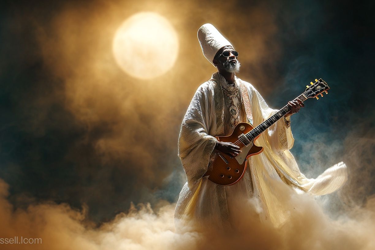 Mystic Guitarist Concert Poster. poster — music art