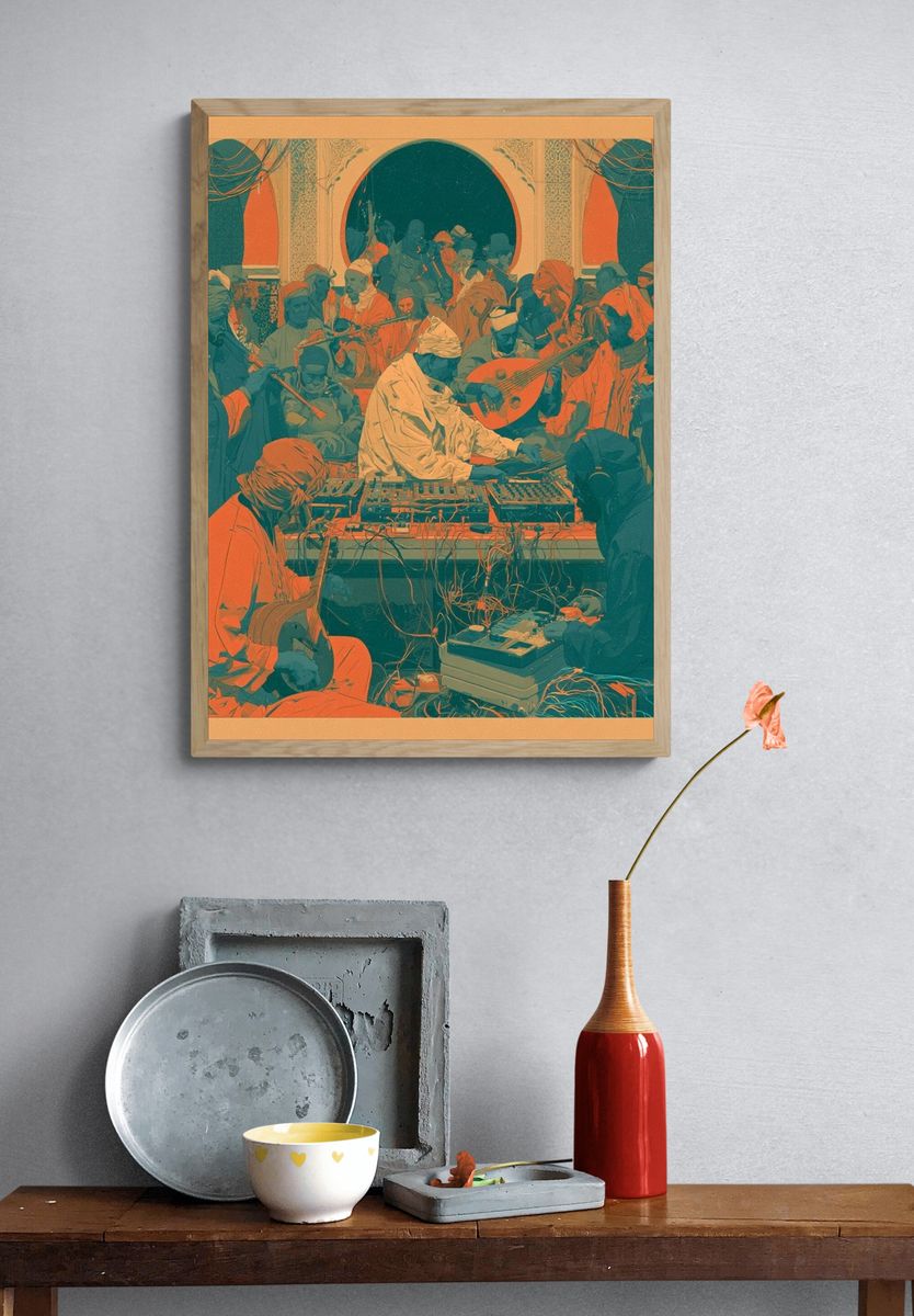 Sufi Music Ensemble Illustration Poster. — room view 3