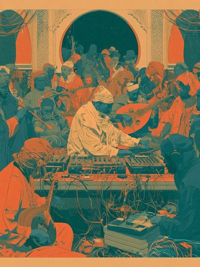 Sufi Music Ensemble Illustration Poster.