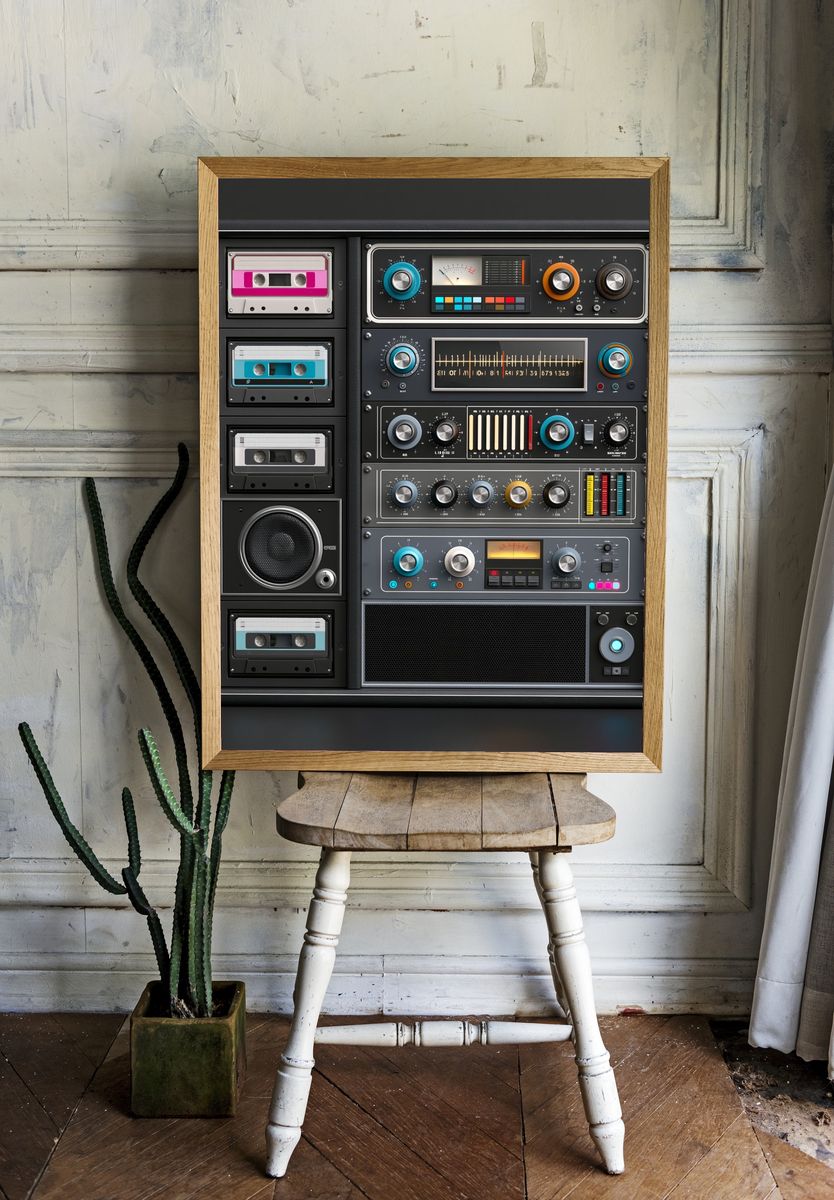 Retro Audio Cassette Console Poster. — room view 1