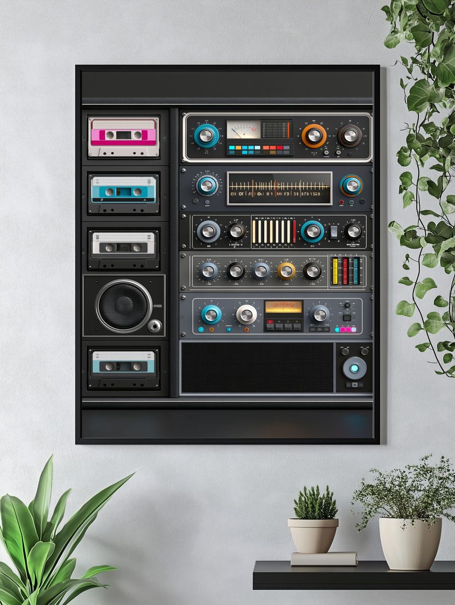 Retro Audio Cassette Console Poster. — room view 4