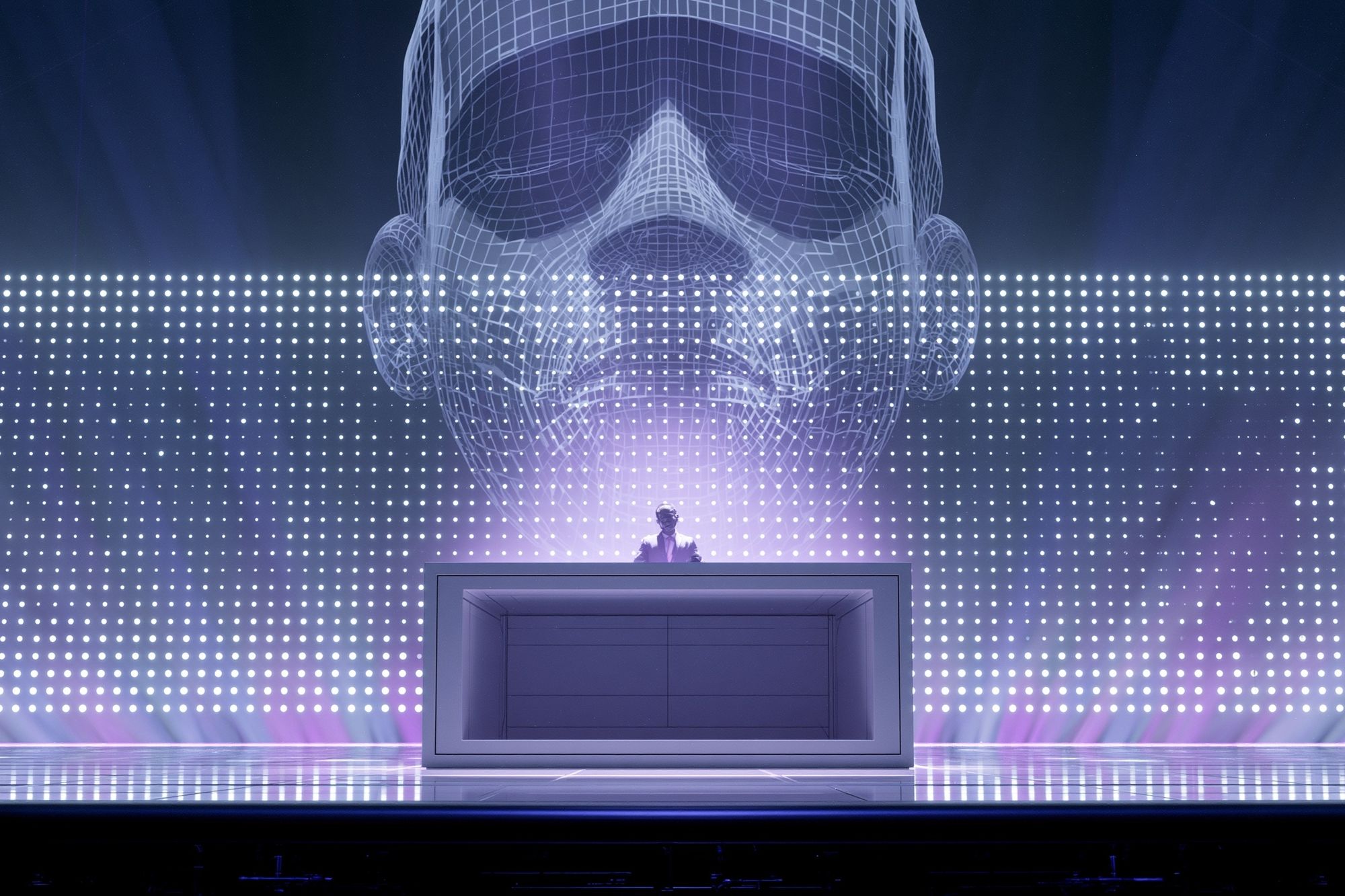 Futuristic DJ Hologram Poster. poster — music art