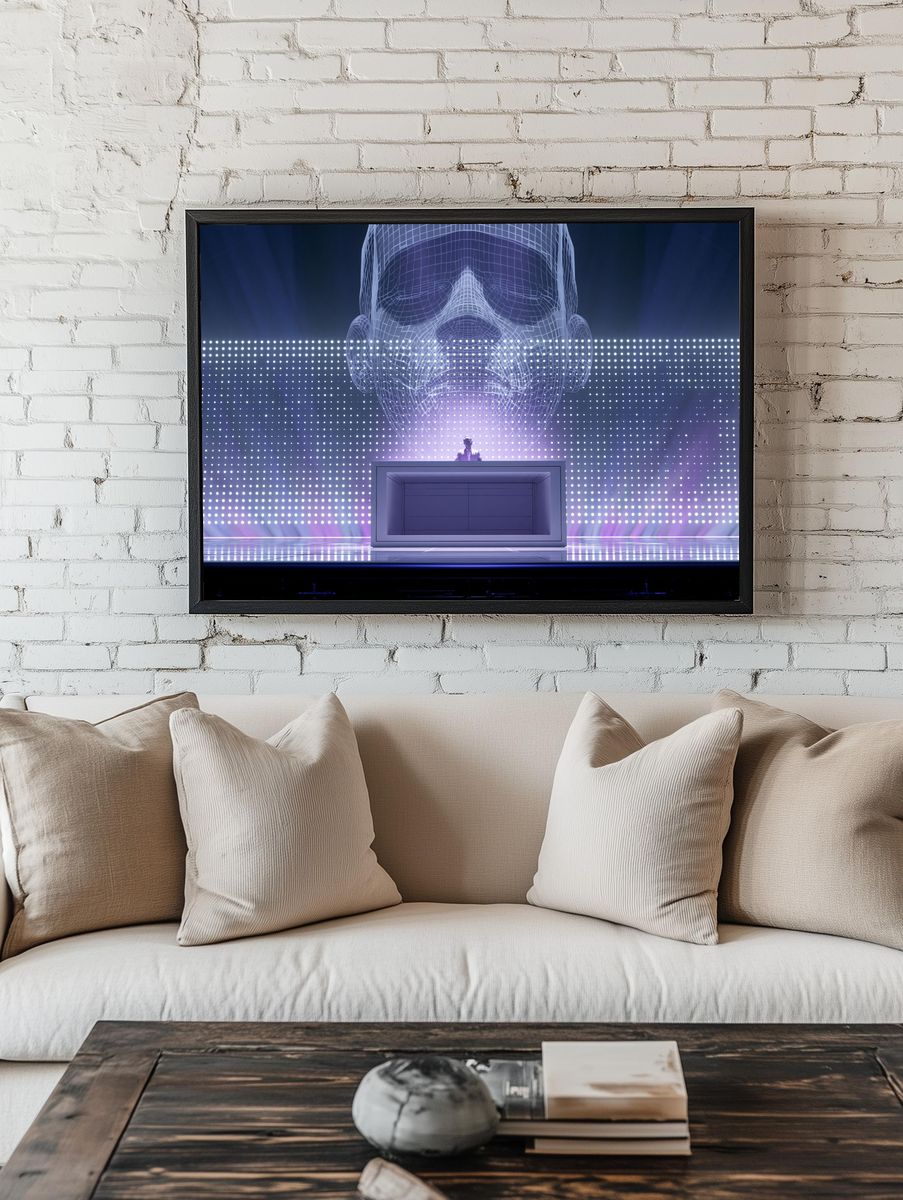 Futuristic DJ Hologram Poster. room preview