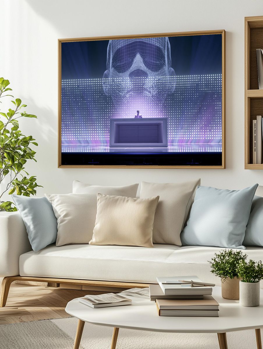 Futuristic DJ Hologram Poster. — room view 2