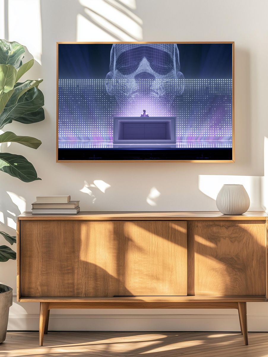 Futuristic DJ Hologram Poster. — room view 3