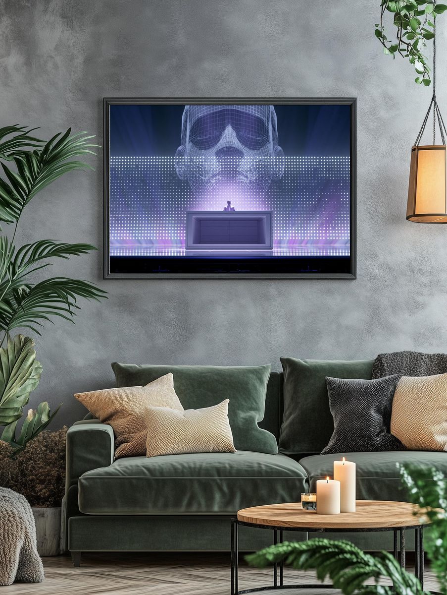 Futuristic DJ Hologram Poster. — room view 4