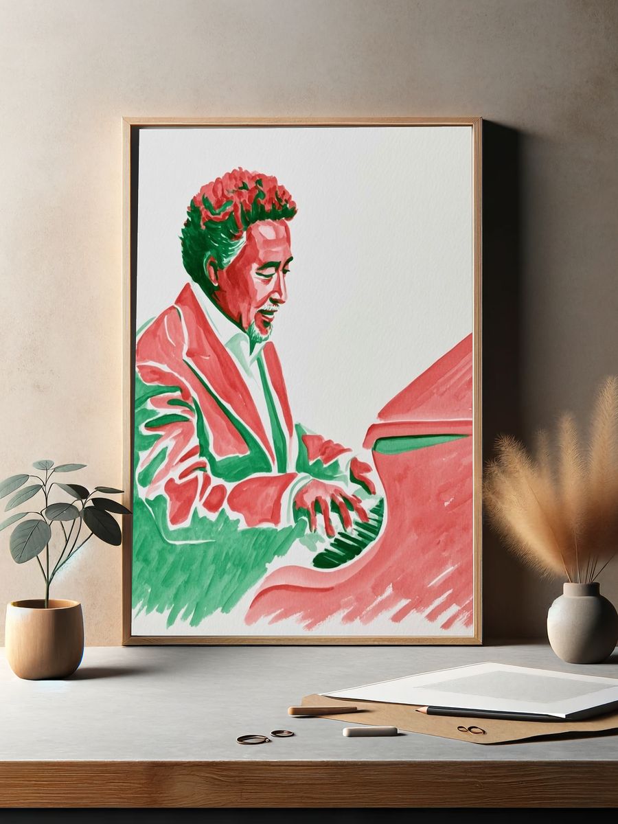 Pianist Portrait Watercolor Print. — room view 2