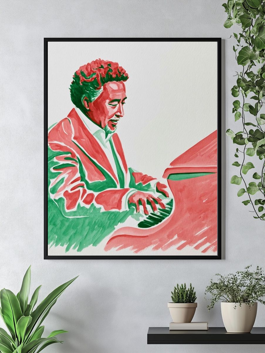 Pianist Portrait Watercolor Print. — room view 4