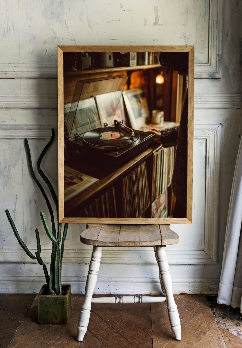 Vinyl Record Player Photography Poster. room preview